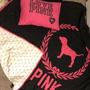 PINK rare reversible comforter and throw pillow.
